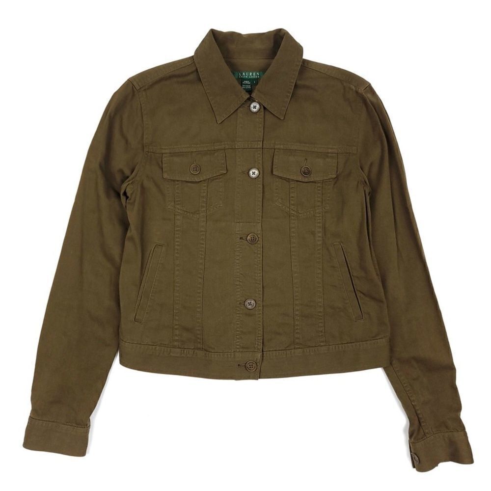 RALPH LAUREN Button Down Utility Field Jacket in Military Green Womens Small